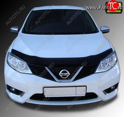 1 329 р. Дефлектор капота SIM Nissan Tiida 2 хэтчбек C13 дорестайлинг (2015-2016)  с доставкой в г. Таганрог