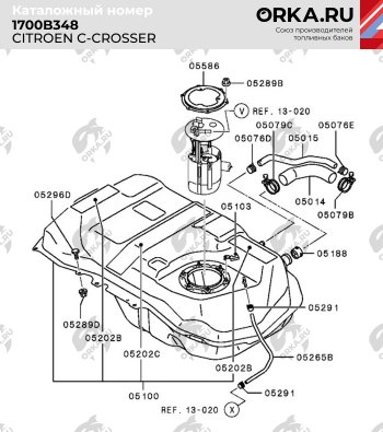 21 449 р. Топливный бак (пластик, 50 л.) BAKPLAST  CITROEN C-crosser (2007-2012)  с доставкой в г. Таганрог. Увеличить фотографию 2