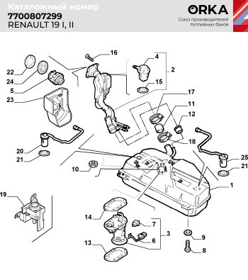 15 499 р. Топливный бак (сталь, антикоррозия) ORKA Renault 19 (1988-1996)  с доставкой в г. Таганрог. Увеличить фотографию 2