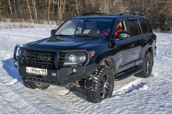 65 999 р. Бампер передний силовой РИФ  Toyota Land Cruiser  200 (2007-2015) дорестайлинг, 1-ый рестайлинг (С дополнительными фарами, защитной дугой и защитой бачка омывателя)  с доставкой в г. Таганрог. Увеличить фотографию 2