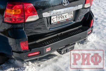 78 999 р. Бампер силовой задний РИФ Toyota Land Cruiser 200 1-ый рестайлинг (2012-2015) (с квадратом под фаркоп и фонарями)  с доставкой в г. Таганрог. Увеличить фотографию 2