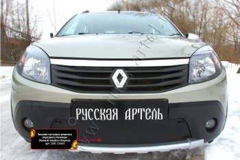 Защитная сетка и зимняя заглушка решетки радиатора Русская Артель Renault Sandero Stepway (BS) (2010-2014)  (Поверхность текстурная)