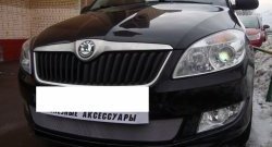 1 539 р. Сетка на бампер (рестайлинг) Russtal (хром)  Skoda Fabia  Mk2 (2007-2010) универсал дорестайлинг, хэтчбэк дорестайлинг  с доставкой в г. Таганрог. Увеличить фотографию 4