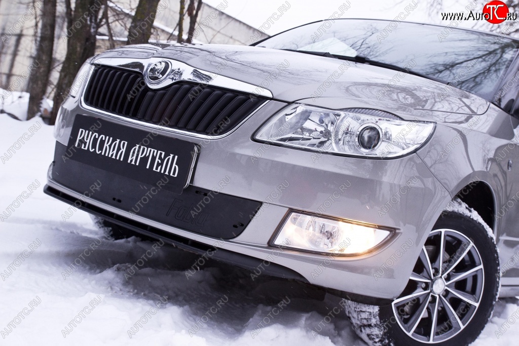 959 р. Зимняя заглушка решетки переднего бампера РА  Skoda Fabia  Mk2 (2010-2014) универсал рестайлинг, хэтчбэк рестайлинг  с доставкой в г. Таганрог