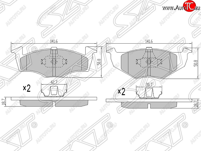 1 189 р. Колодки тормозные SAT (передние) Skoda Fabia Mk1 седан рестайлинг (2004-2008)  с доставкой в г. Таганрог