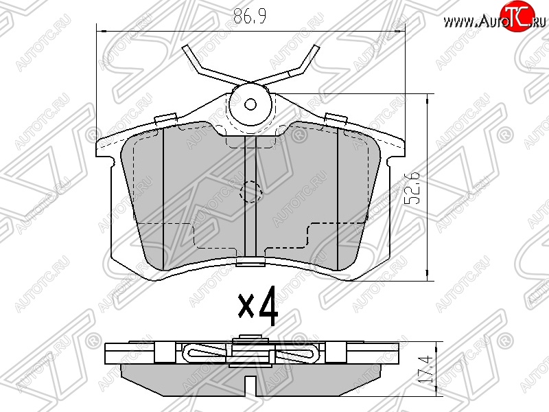 479 р. Колодки тормозные SAT (задние) Audi A1 8X1 хэтчбэк 3 дв. дорестайлинг (2010-2014)  с доставкой в г. Таганрог