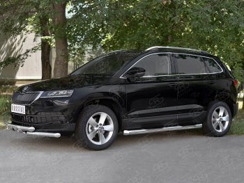 29 999 р. Защита переднего бампера (2 трубы Ø63 мм, нержавейка) SLITKOFF Skoda Karoq NU7 дорестайлинг (2017-2021)  с доставкой в г. Таганрог. Увеличить фотографию 3