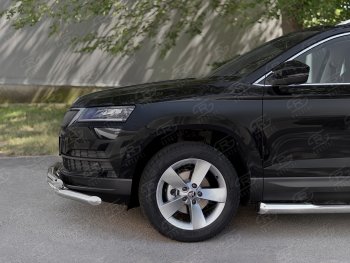 29 999 р. Защита переднего бампера (2 трубы Ø63 мм, нержавейка) SLITKOFF Skoda Karoq NU7 дорестайлинг (2017-2021)  с доставкой в г. Таганрог. Увеличить фотографию 4