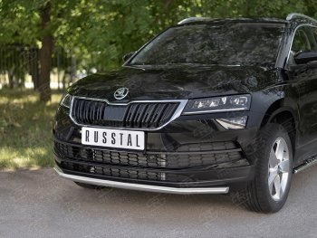 16 999 р. Защита переднего бампера (Ø42 мм, нержавейка) SLITKOFF Skoda Karoq NU7 дорестайлинг (2017-2021)  с доставкой в г. Таганрог. Увеличить фотографию 2