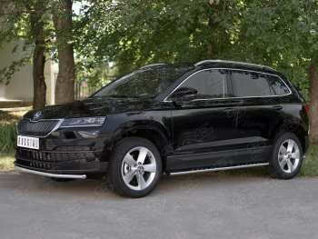 16 999 р. Защита переднего бампера (Ø42 мм, нержавейка) SLITKOFF Skoda Karoq NU7 дорестайлинг (2017-2021)  с доставкой в г. Таганрог. Увеличить фотографию 3