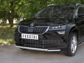 20 999 р. Защита переднего бампера (2 трубы Ø42 мм, нержавейка) SLITKOFF Skoda Karoq NU7 дорестайлинг (2017-2021)  с доставкой в г. Таганрог. Увеличить фотографию 2