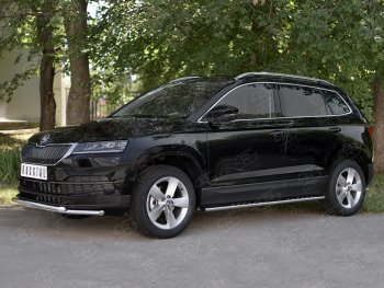 20 999 р. Защита переднего бампера (2 трубы Ø42 мм, нержавейка) SLITKOFF Skoda Karoq NU7 дорестайлинг (2017-2021)  с доставкой в г. Таганрог. Увеличить фотографию 3