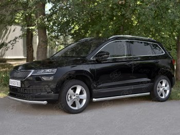 18 299 р. Защита переднего бампера (Ø63 мм, нержавейка) SLITKOFF Skoda Karoq NU7 дорестайлинг (2017-2021)  с доставкой в г. Таганрог. Увеличить фотографию 3