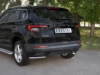 12 599 р. Защита заднего бампера (Ø42 мм уголки, нержавейка) SLITKOFF Skoda Karoq NU7 дорестайлинг (2017-2021)  с доставкой в г. Таганрог. Увеличить фотографию 2