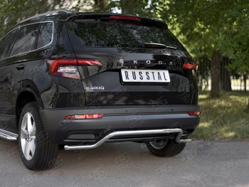 14 999 р. Защита заднего бампера (Ø42 мм волна, нержавейка) SLITKOFF Skoda Karoq NU7 дорестайлинг (2017-2021)  с доставкой в г. Таганрог. Увеличить фотографию 2