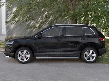 26 999 р. Пороги SLITKOFF d42 с листом  Skoda Karoq  NU7 (2017-2024) дорестайлинг, рестайлинг (лист алюминий, труба нержавейка)  с доставкой в г. Таганрог. Увеличить фотографию 3