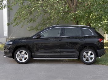 20 749 р. Защита порогов Russtal труба 75х42 овал с проступью Skoda Karoq NU7 дорестайлинг (2017-2021)  с доставкой в г. Таганрог. Увеличить фотографию 3