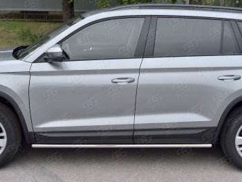 17 999 р. Защита порогов SLITKOFF из круглой трубы диаметром 42 мм v3  Skoda Kodiaq  NU7 (2017-2021) дорестайлинг  с доставкой в г. Таганрог. Увеличить фотографию 3