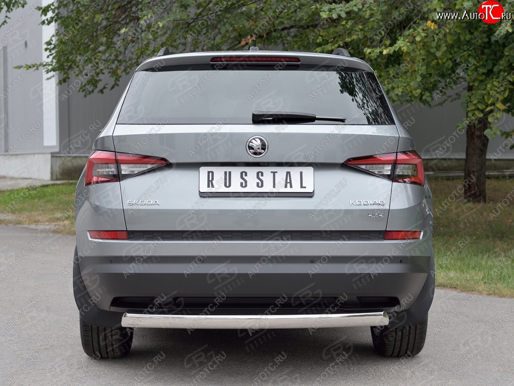 9 649 р. Защита заднего бампера d75х42 дуга Russtal  Skoda Kodiaq  NU7 (2017-2021) дорестайлинг  с доставкой в г. Таганрог