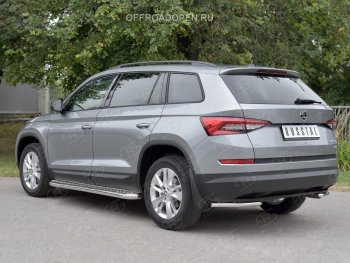 13 849 р. Защита заднего бампера (Ø42 мм, уголки, нержавейка) SLITKOFF  Skoda Kodiaq  NU7 (2017-2021) дорестайлинг  с доставкой в г. Таганрог. Увеличить фотографию 1