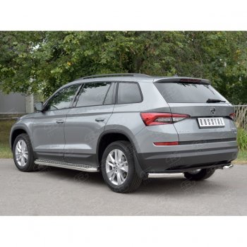 16 349 р. Защита заднего бампера (Ø63 мм уголки, нержавейка) SLITKOFF  Skoda Kodiaq  NU7 (2017-2021) дорестайлинг  с доставкой в г. Таганрог. Увеличить фотографию 2