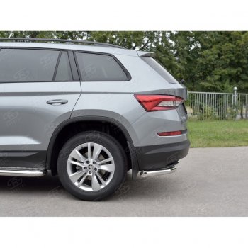 16 349 р. Защита заднего бампера (Ø63 мм уголки, нержавейка) SLITKOFF  Skoda Kodiaq  NU7 (2017-2021) дорестайлинг  с доставкой в г. Таганрог. Увеличить фотографию 3