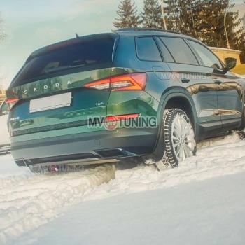 4 199 р. Имитация насадок глушителя MV-Tuning  Skoda Kodiaq  NU7 (2017-2021) дорестайлинг (Неокрашенные)  с доставкой в г. Таганрог. Увеличить фотографию 1