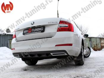 2 399 р. Накладка бампера (диффузор) MV-Tuning Skoda Octavia A7 дорестайлинг лифтбэк (2012-2017) (Глянец, Неокрашенная)  с доставкой в г. Таганрог. Увеличить фотографию 2