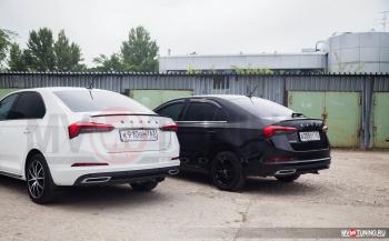 4 199 р. Имитация насадок глушителя RS Style MV-Tuning  Skoda Rapid  MK2 (2019-2024) (SILVER (серебро))  с доставкой в г. Таганрог. Увеличить фотографию 3