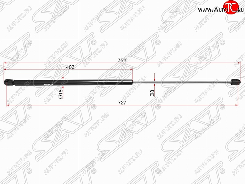 839 р. Газовый упор капота SAT  Skoda Superb ( B6 (3T),  B6 (3T5),  (B6) 3T,  B8 (3V),  B8 (3V5)) (2008-2024) лифтбэк дорестайлинг, универсал доресталийнг, лифтбэк рестайлинг, универсал рестайлинг, лифтбэк дорестайлинг, универсал дорестайлинг, лифтбэк рестайлинг, универсал рестайлинг  с доставкой в г. Таганрог