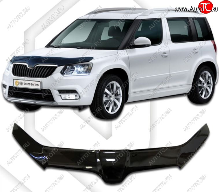 2 599 р. Дефлектор капота CA-Plastiс exclusive Skoda Yeti (2013-2018) (Classic черный, Без надписи)  с доставкой в г. Таганрог