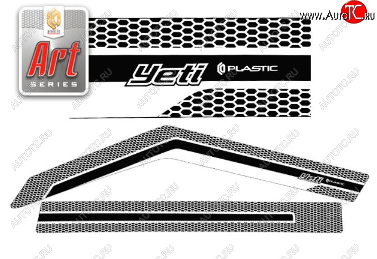 2 199 р. Дефлектора окон CA-Plastic  Skoda Yeti (2009-2013) (Серия Art черная)  с доставкой в г. Таганрог