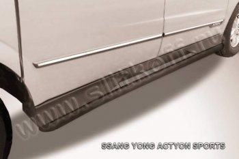 10 949 р. Защита порогов Slitkoff  SSANGYONG Actyon Sport (2012-2025) (Цвет: серебристый)  с доставкой в г. Таганрог. Увеличить фотографию 1