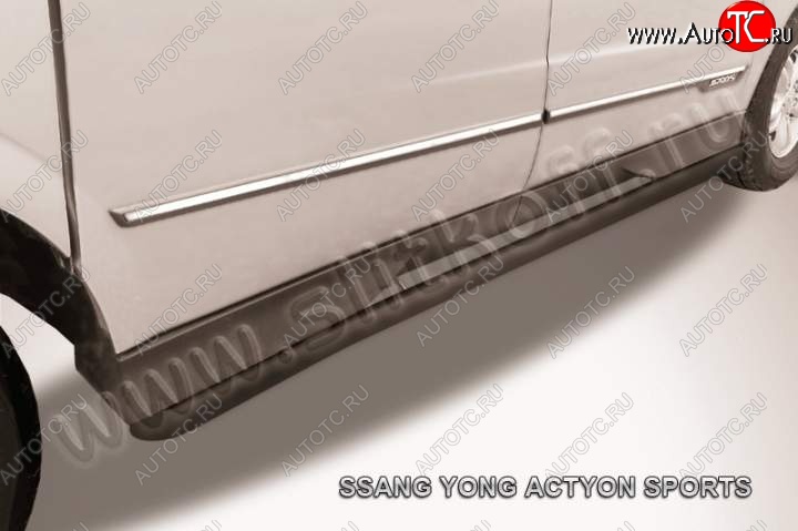 11 999 р. Защита порогов Slitkoff SSANGYONG Actyon Sport (2012-2024) (Цвет: серебристый)  с доставкой в г. Таганрог