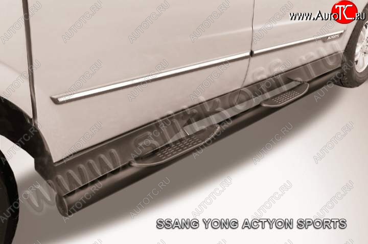 13 299 р. Защита порогов Slitkoff SSANGYONG Actyon Sport (2012-2024) (Цвет: серебристый)  с доставкой в г. Таганрог