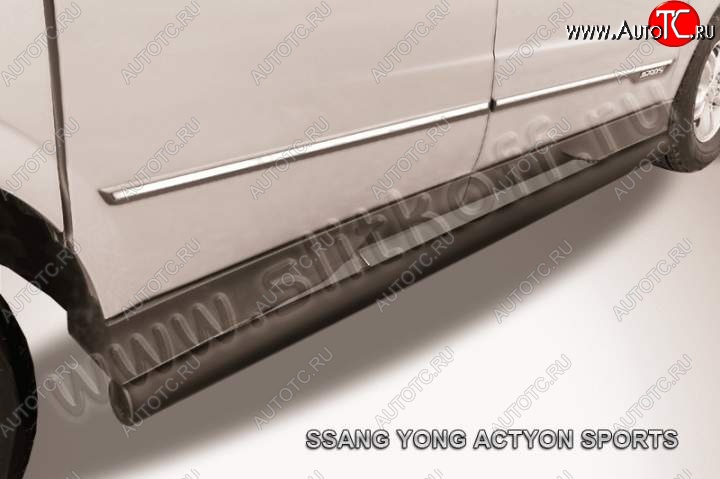 11 499 р. Защита порогов Slitkoff SSANGYONG Actyon Sport (2012-2024) (Цвет: серебристый)  с доставкой в г. Таганрог