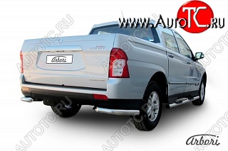 8 909 р. Защита заднего бампера Arbori SSANGYONG Actyon Sport (2012-2024)  с доставкой в г. Таганрог