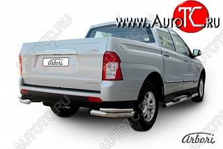 10 439 р. Защита заднего бампера Arbori SSANGYONG Actyon Sport (2012-2024)  с доставкой в г. Таганрог