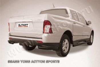 7 399 р. Уголки d76+d42 двойные  SSANGYONG Actyon Sport (2012-2025) (Цвет: серебристый)  с доставкой в г. Таганрог. Увеличить фотографию 1