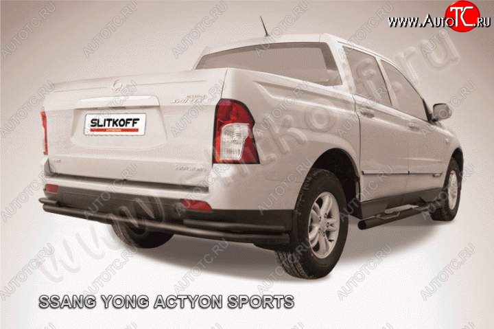 9 999 р. Защита задняя Slitkoff  SSANGYONG Actyon Sport (2012-2025) (Цвет: серебристый)  с доставкой в г. Таганрог