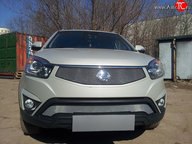 1 539 р. Нижняя сетка на бампер Russtal (хром)  SSANGYONG Actyon (2013-2021) рестайлинг  с доставкой в г. Таганрог