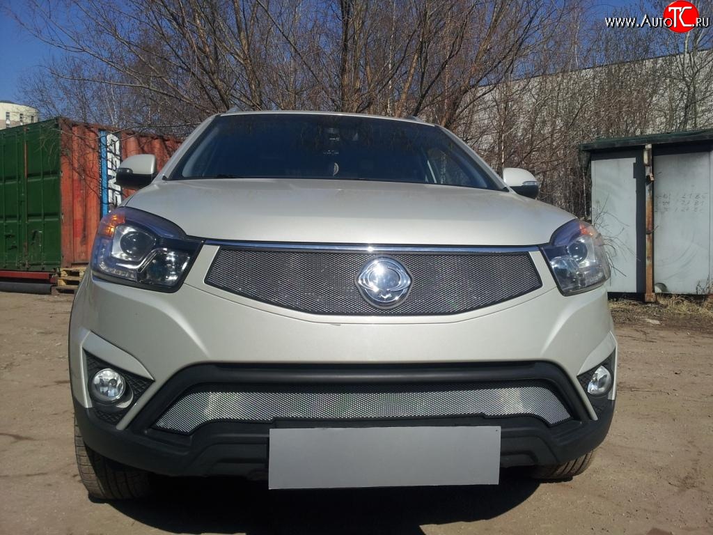 1 539 р. Верхняя сетка на бампер Russtal (хром) SSANGYONG Actyon рестайлинг (2013-2021)  с доставкой в г. Таганрог