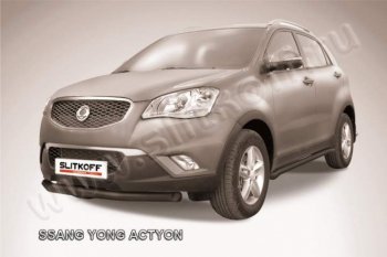 9 449 р. защита переднего бампера Slitkoff  SSANGYONG Actyon (2010-2013) дорестайлинг (Цвет: серебристый)  с доставкой в г. Таганрог. Увеличить фотографию 1