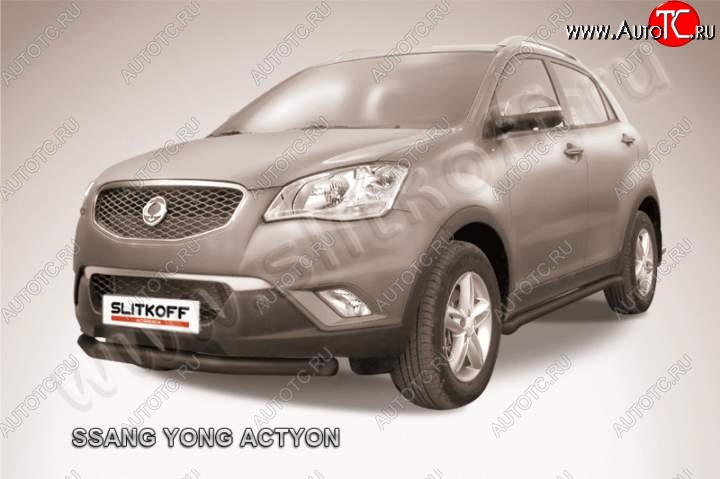 10 499 р. защита переднего бампера Slitkoff SSANGYONG Actyon дорестайлинг (2010-2013) (Цвет: серебристый)  с доставкой в г. Таганрог