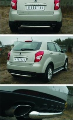 Одинарная защита заднего бампера из трубы диаметром 63 мм SLITKOFF SSANGYONG (Ссан) Actyon (Актион) (2013-2021) рестайлинг