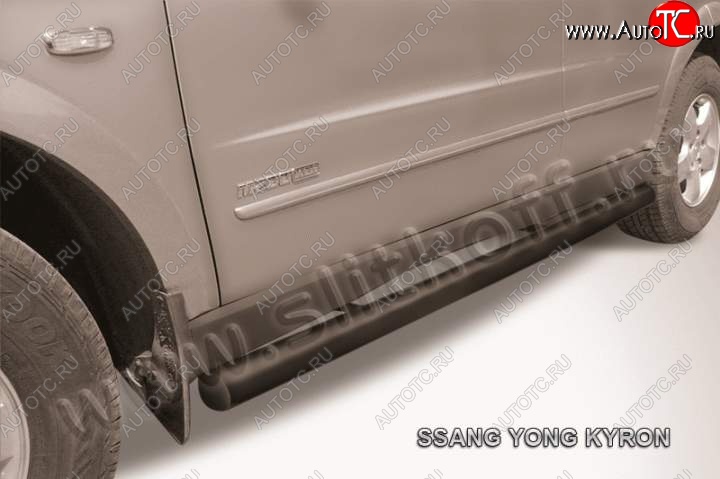 10 599 р. Защита порогов Slitkoff  SSANGYONG Kyron (2005-2007) дорестайлинг (Цвет: серебристый)  с доставкой в г. Таганрог