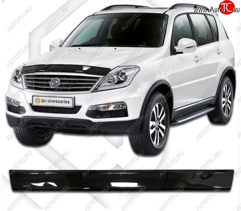 1 839 р. Дефлектор капота CA-Plastiс  SSANGYONG Rexton  Y290 (2012-2017) (Classic черный, Без надписи)  с доставкой в г. Таганрог