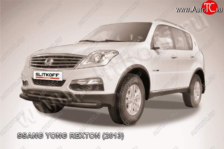 12 349 р. Защита переднего бампер Slitkoff SSANGYONG Rexton Y290 (2012-2017) (Цвет: серебристый)  с доставкой в г. Таганрог