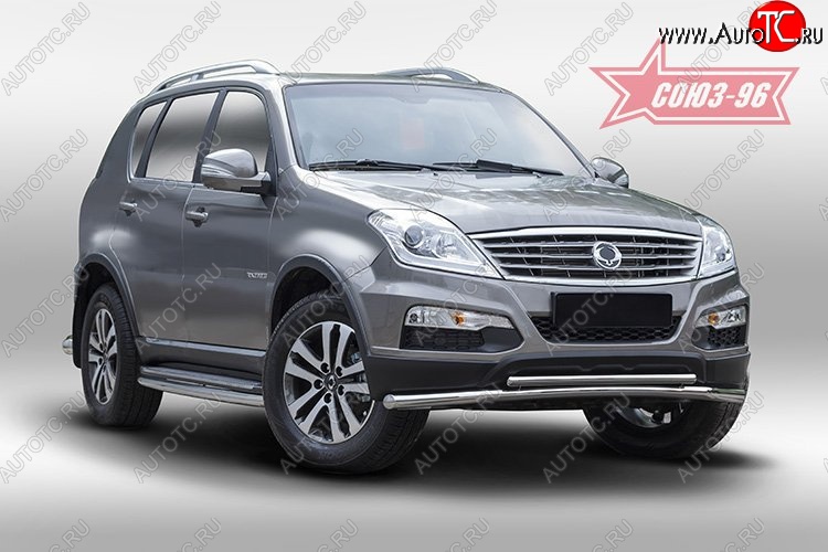 16 784 р. Защита переднего бампера двойная Souz-96 (d60/42). SSANGYONG Rexton Y290 (2012-2017)  с доставкой в г. Таганрог