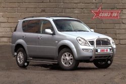 Защита переднего бампера (с кенгурином и подножкой) Souz-96 (d76) SSANGYONG Rexton Y200 (2001-2006)